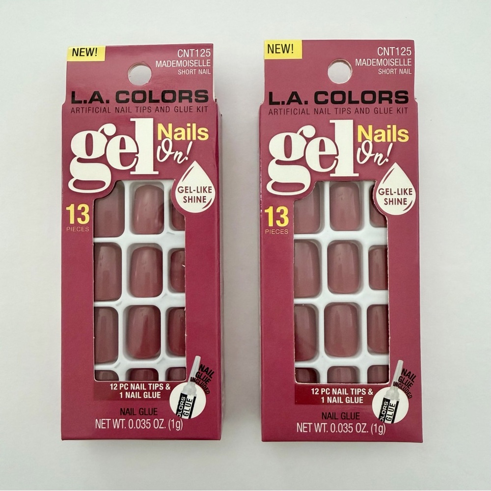 L.A. Colors Gel Press On Artificial Nail Kit - 2 PACK BUNDLE Set